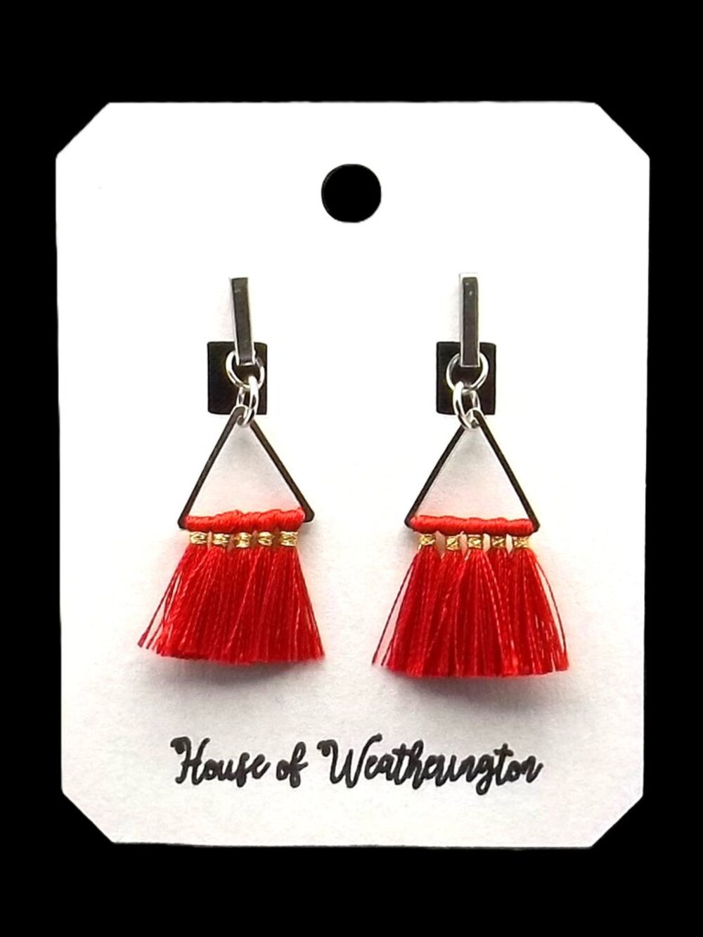 Handcrafted Red Tassel Earrings